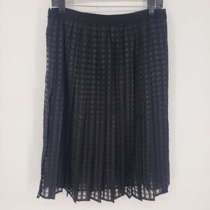 3/$25 Elle Pleated Skirt 10 Windowpane Plaid A Line Black NWT